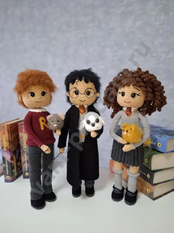 Вязаная кукла ручной работы Гарри Поттер