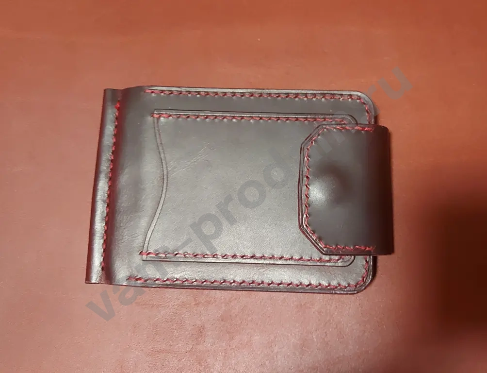 Кожанный кошелек с зажимом купюр