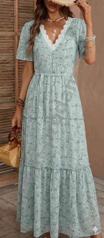 Платье шифон цвет шалфей 46 48