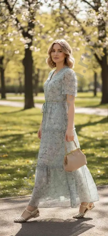 Платье шифон цвет шалфей 46 48