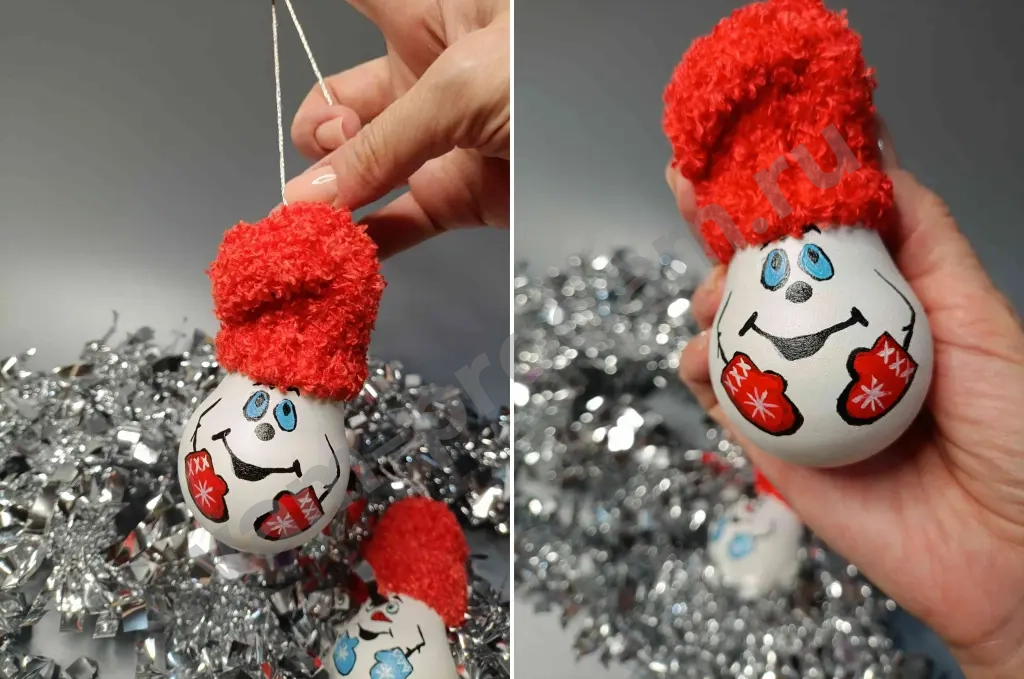 Снеговик Ёлочная игрушка ручной работы