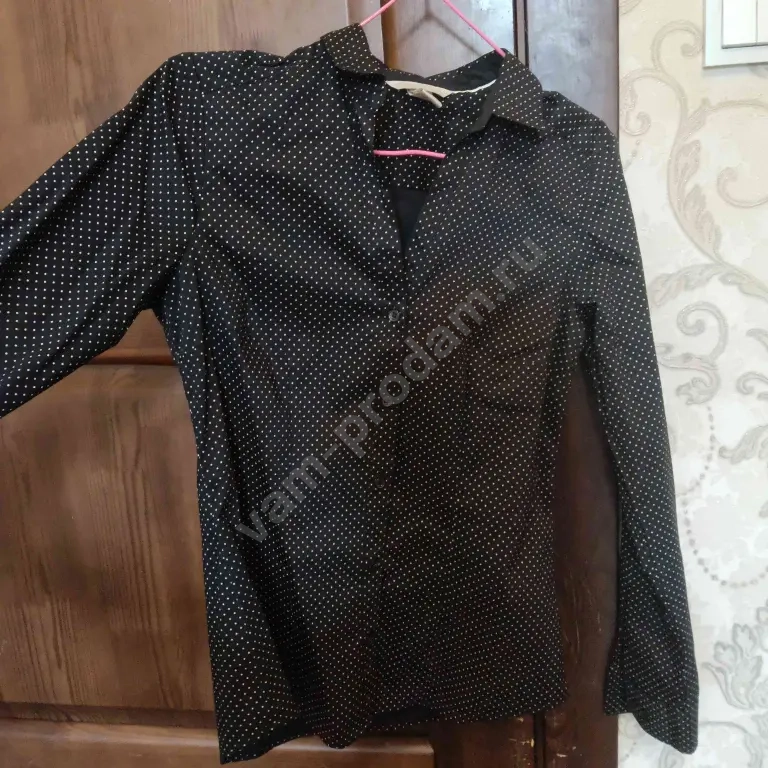 Рубашка чёрная - в белый горошек бренд H&M