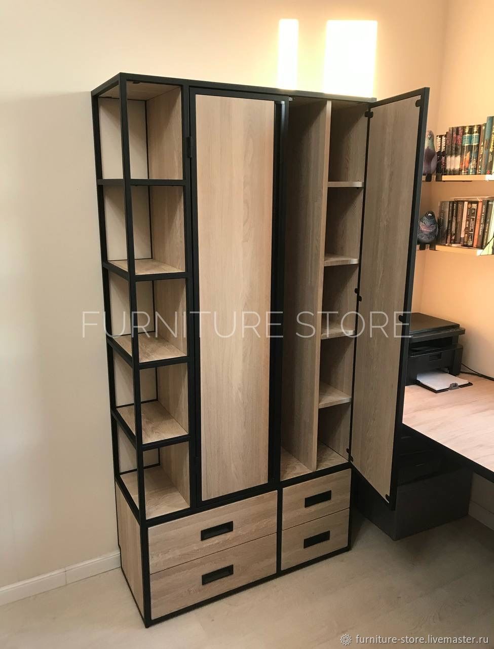Шкафы: Шкаф в стиле лофт из дуба