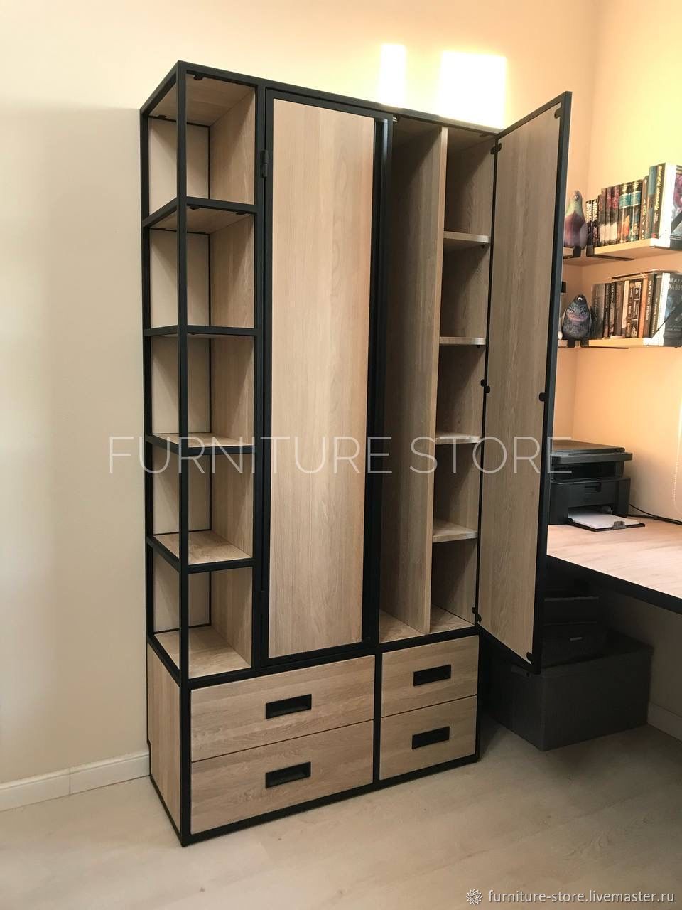 Шкафы: Шкаф в стиле лофт из дуба