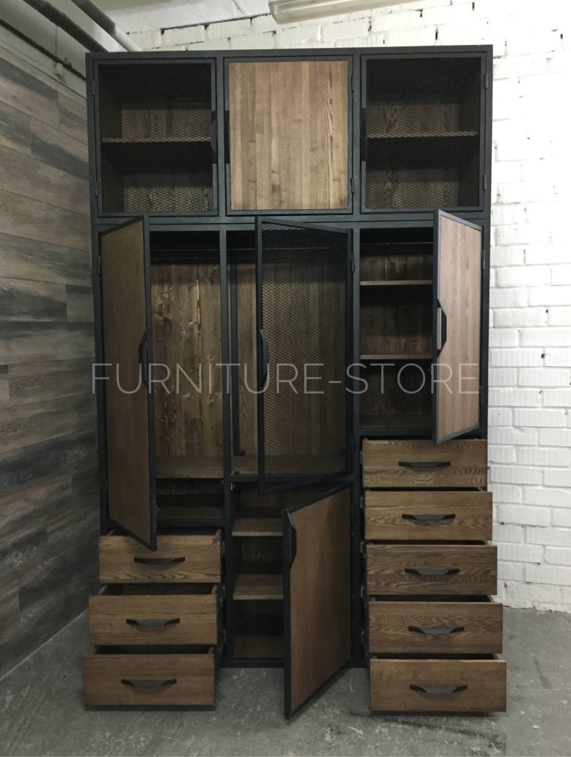 Шкафы: Шкаф в стиле лофт из массива ясеня