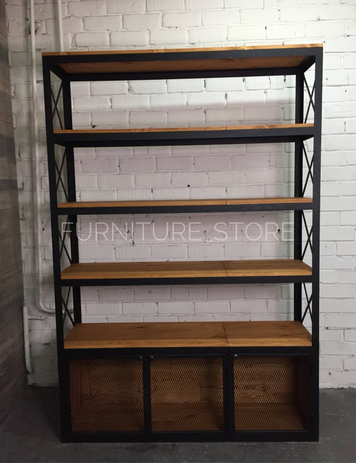 Стеллажи: Стеллаж в стиле лофт из сосны и металла