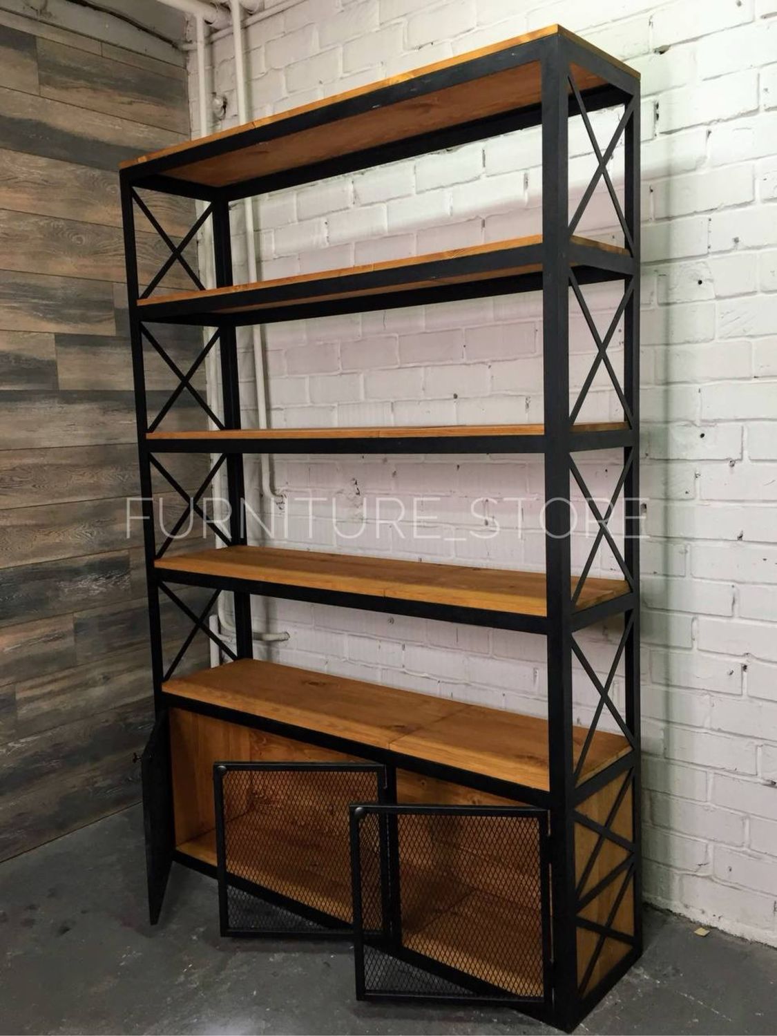 Стеллажи: Стеллаж в стиле лофт из сосны и металла