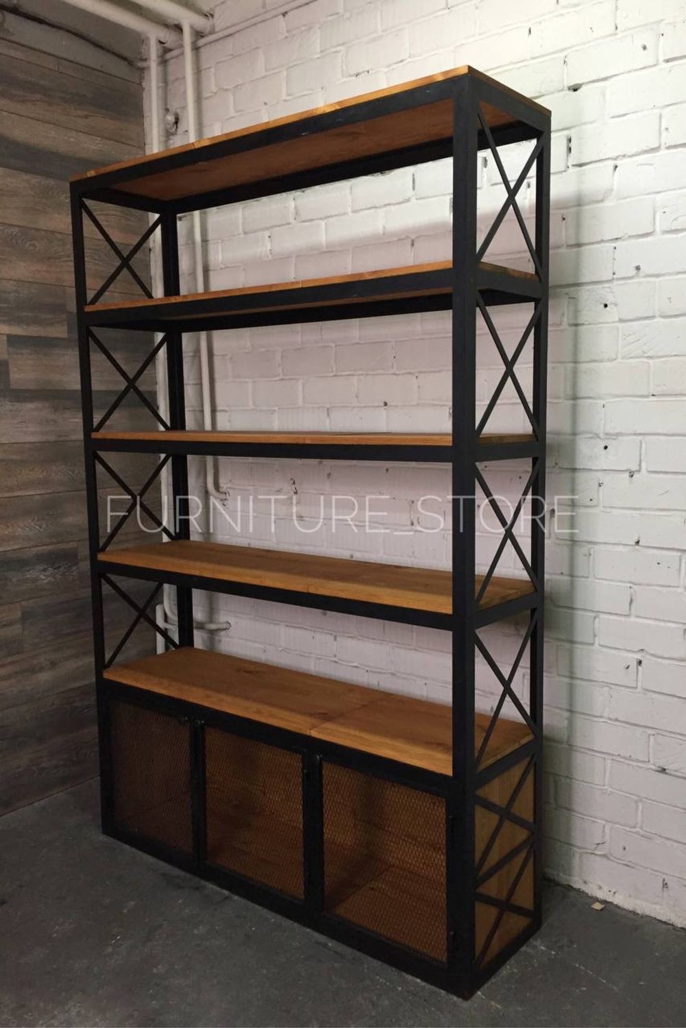 Стеллажи: Стеллаж в стиле лофт из сосны и металла
