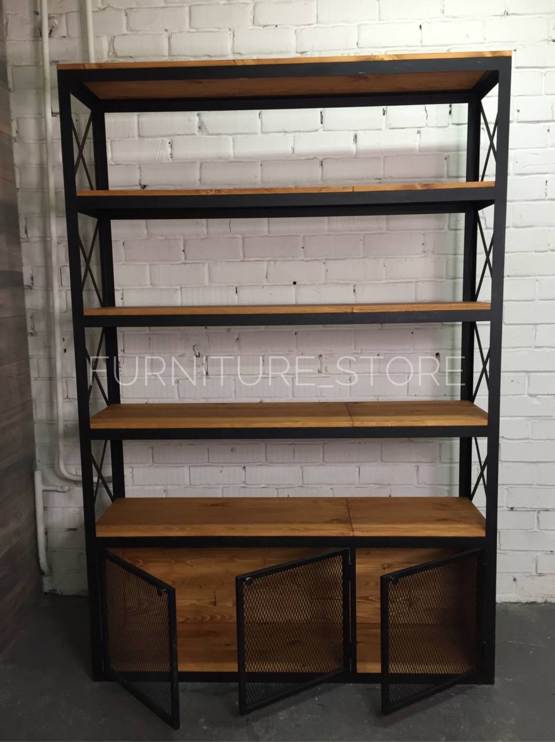 Стеллажи: Стеллаж в стиле лофт из сосны и металла