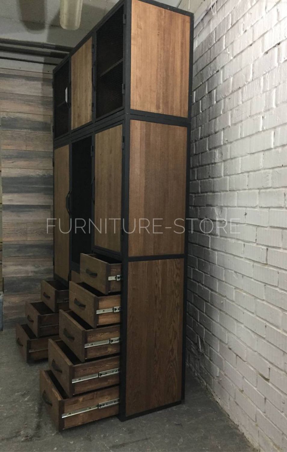 Шкафы: Шкаф в стиле лофт из массива ясеня