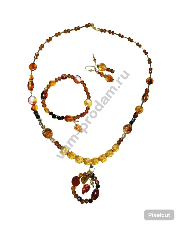 Осенний вальс" — комплект украшений ручной работы, новые