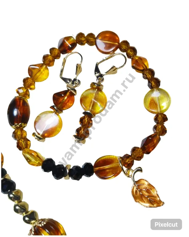 Осенний вальс" — комплект украшений ручной работы, новые