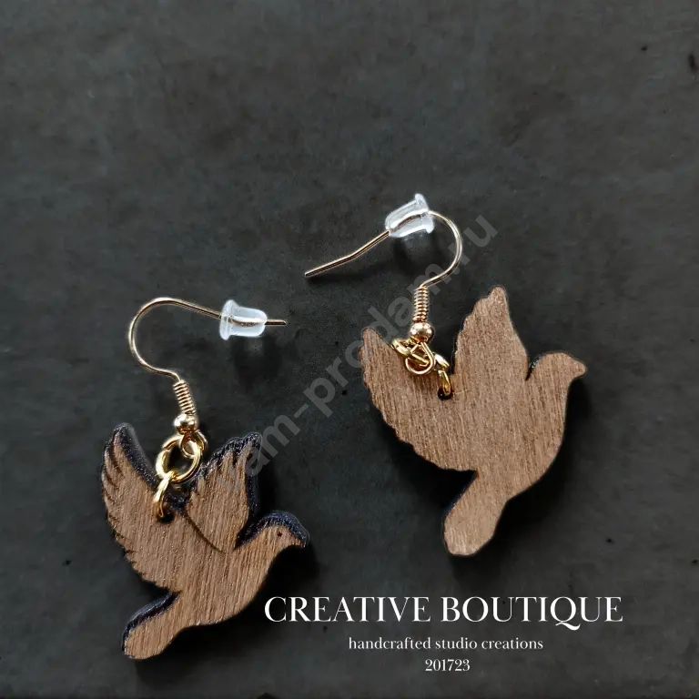 Серьги из дерева - Голуби