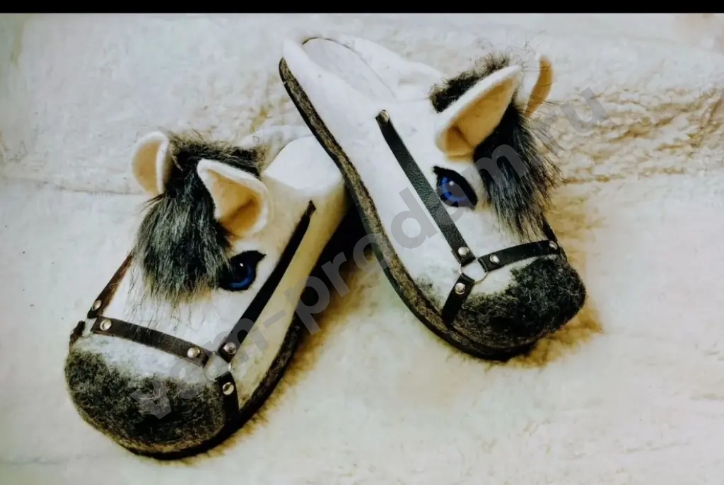 Валяные тапочки кони Ручная работа