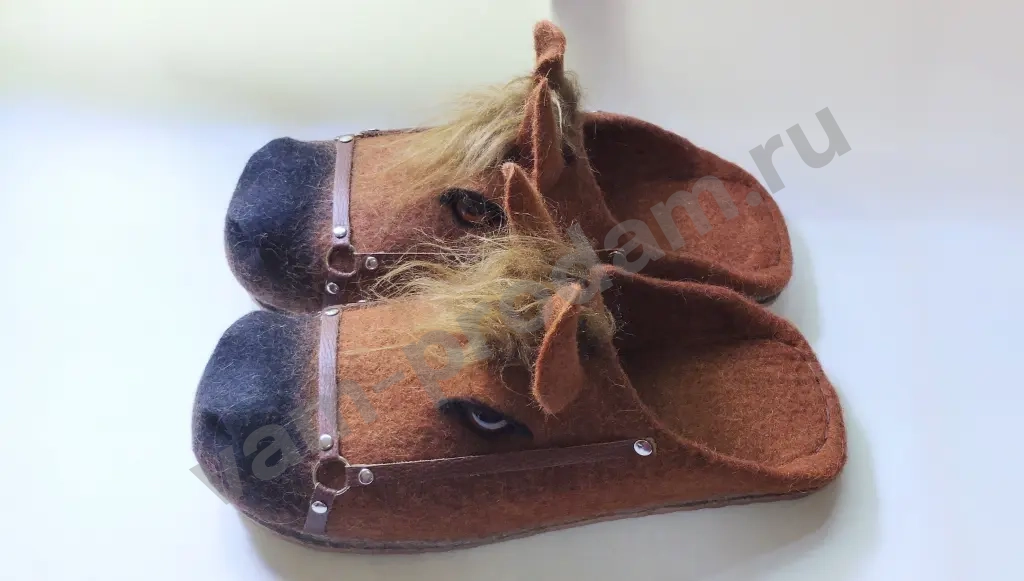 Валяные тапочки кони Ручная работа