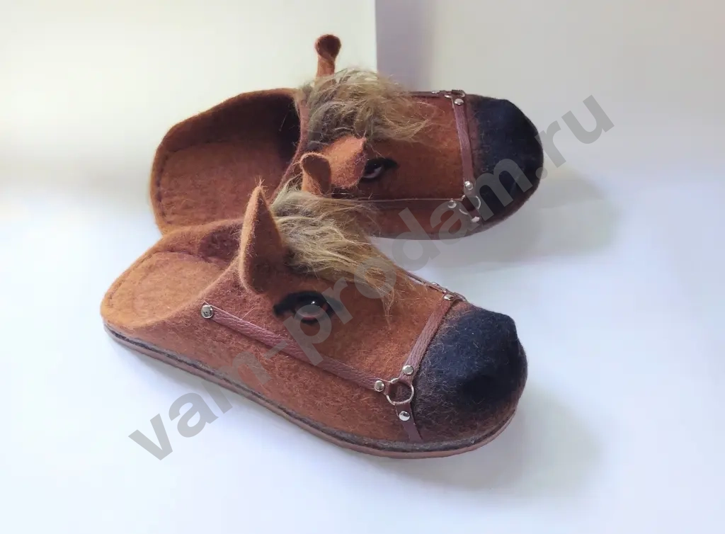 Валяные тапочки кони Ручная работа