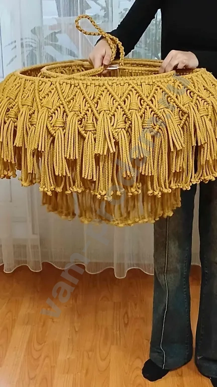 Люстра потолочная абажур плетеная с технике макраме