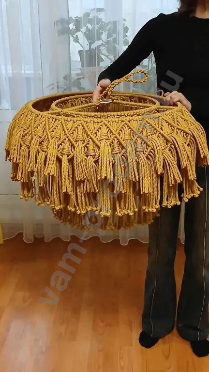 Люстра потолочная абажур плетеная с технике макраме