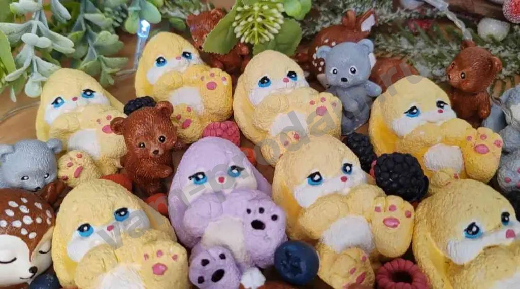 Фигурки из гипса, оленёнок, зайчик, медведь