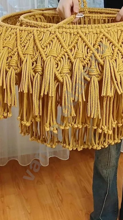 Люстра потолочная абажур плетеная с технике макраме