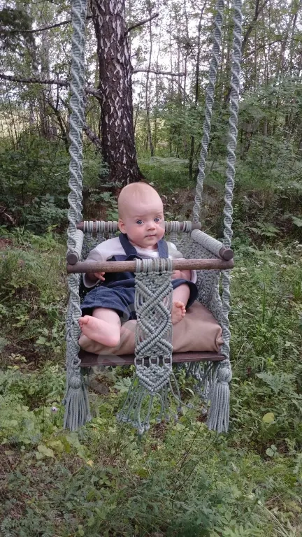 Качели детские подвесные плетеные в технике макраме