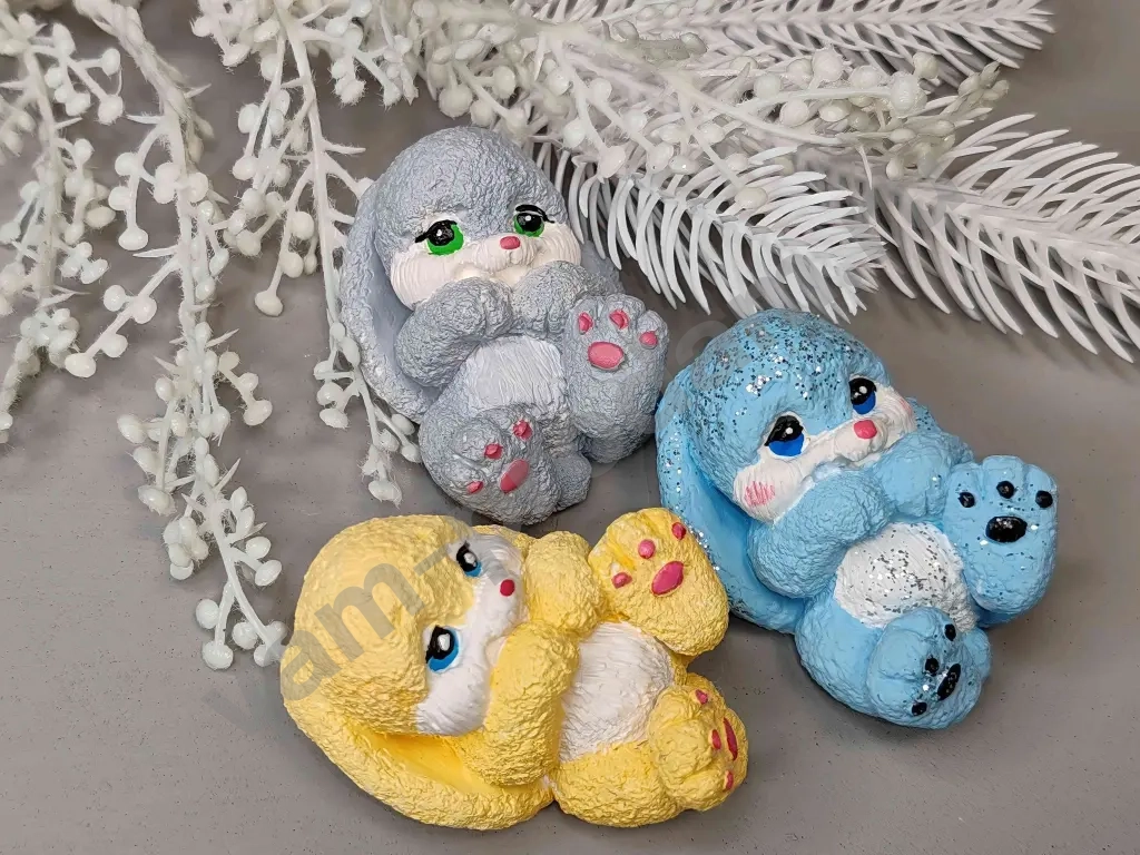 Фигурки из гипса, оленёнок, зайчик, медведь