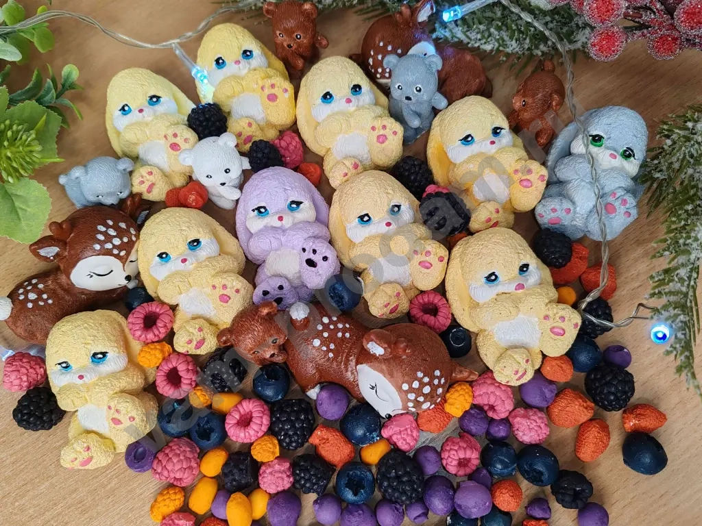 Фигурки из гипса, оленёнок, зайчик, медведь