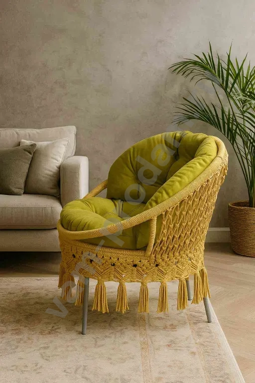 Плетеное кресло в технике макраме для дома и улицы