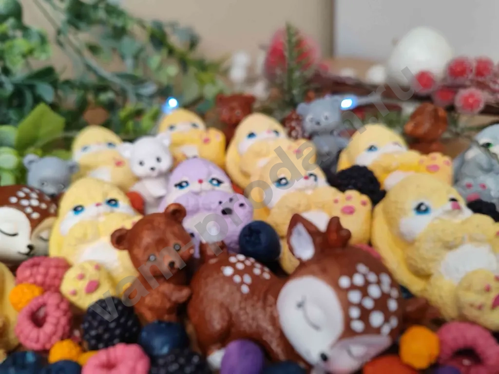 Фигурки из гипса, оленёнок, зайчик, медведь