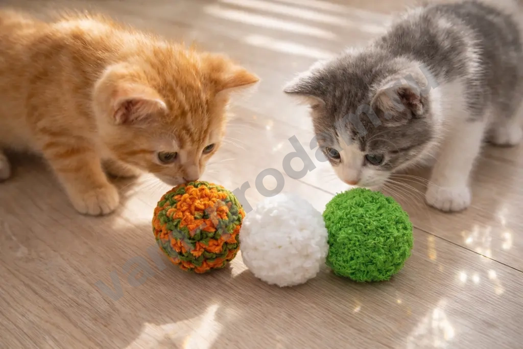 Мячик с кошачьей мятой (мин.набор из 3 шт), вязаный, ручная работа