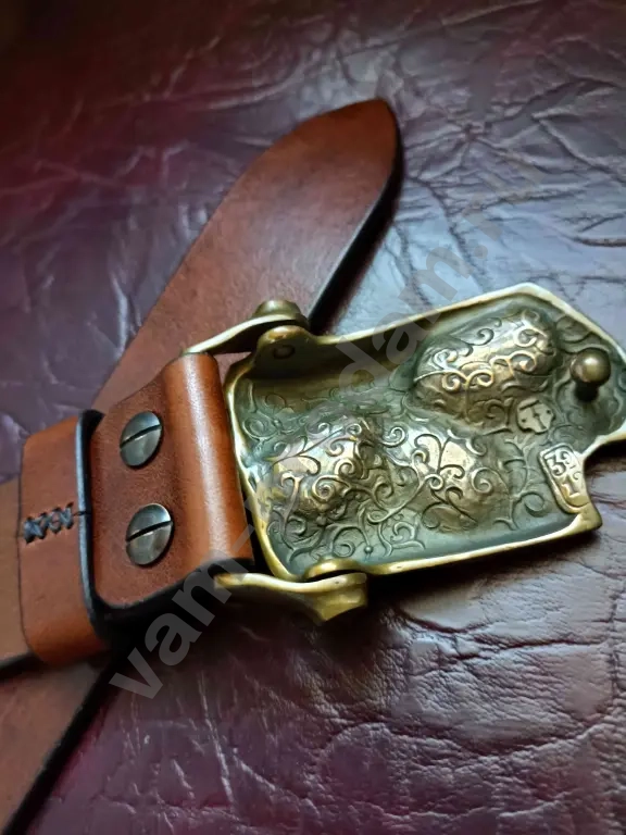 Кожаный ремень ювелирная бронза итальянский бык