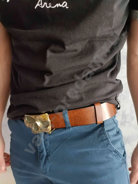 Кожаный ремень ювелирная бронза итальянский бык