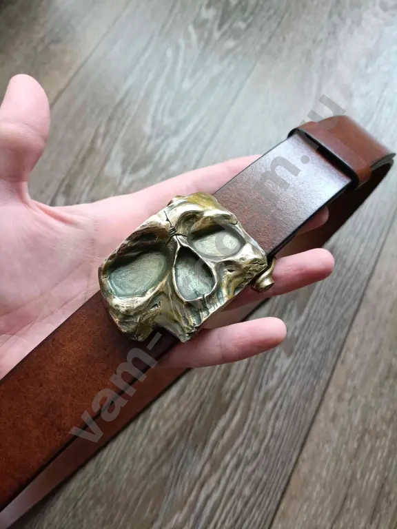 Кожаный ремень ювелирная бронза итальянский бык