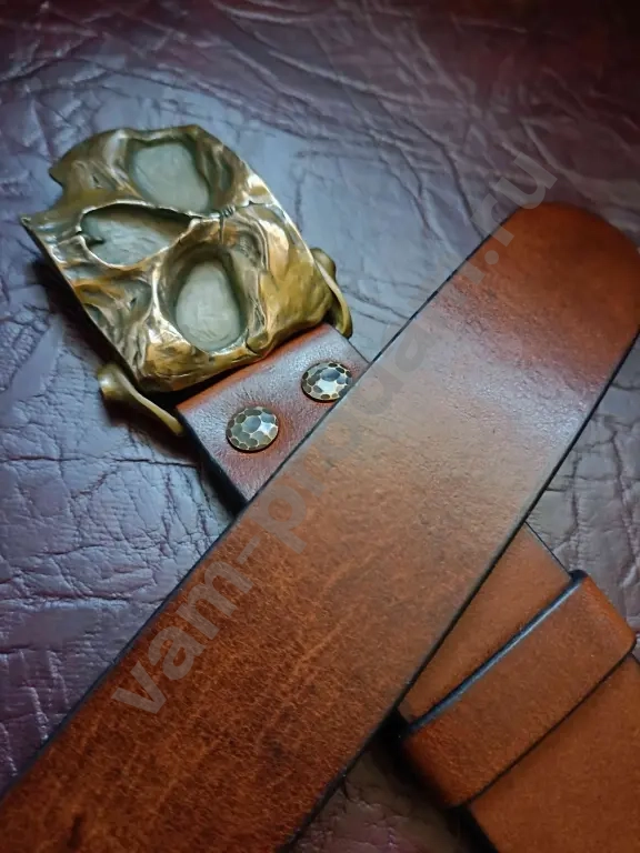 Кожаный ремень ювелирная бронза итальянский бык