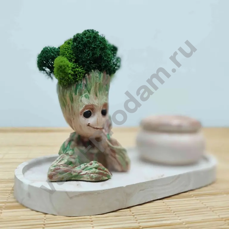 Набор комплимент Весёлый Грут, подсвечник на декоративной тарелочке