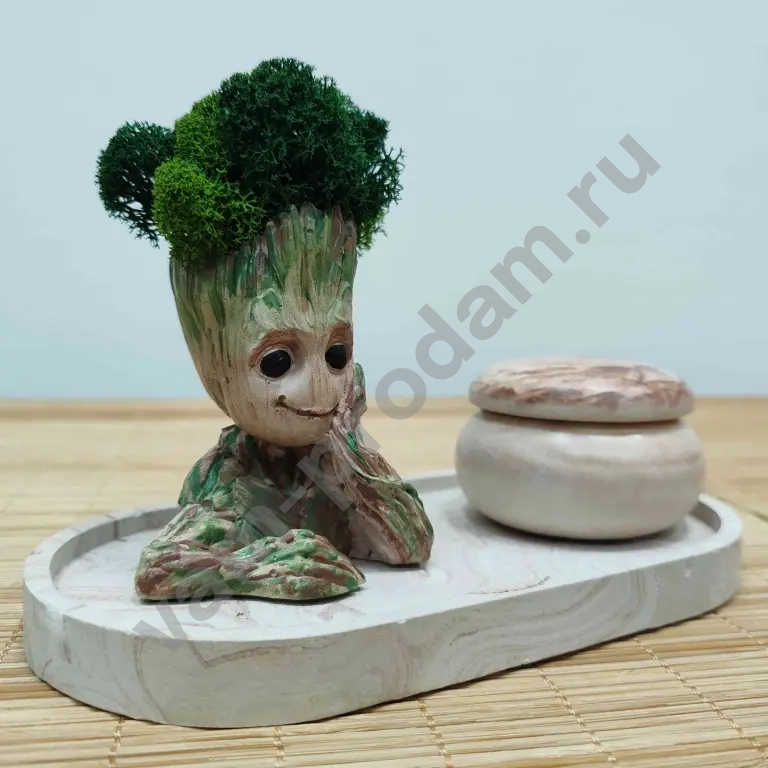 Набор комплимент Весёлый Грут, подсвечник на декоративной тарелочке