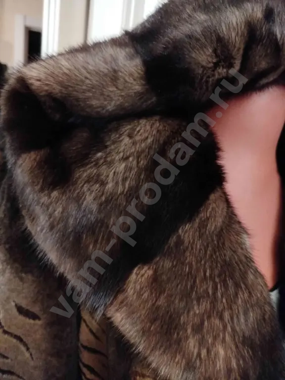 Шуба бобрик с норкой, с капюшоном, р. 48-52-54