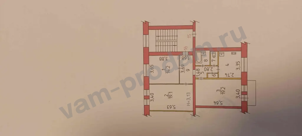 3-к. квартира, 76.9 м², 4/4 эт.