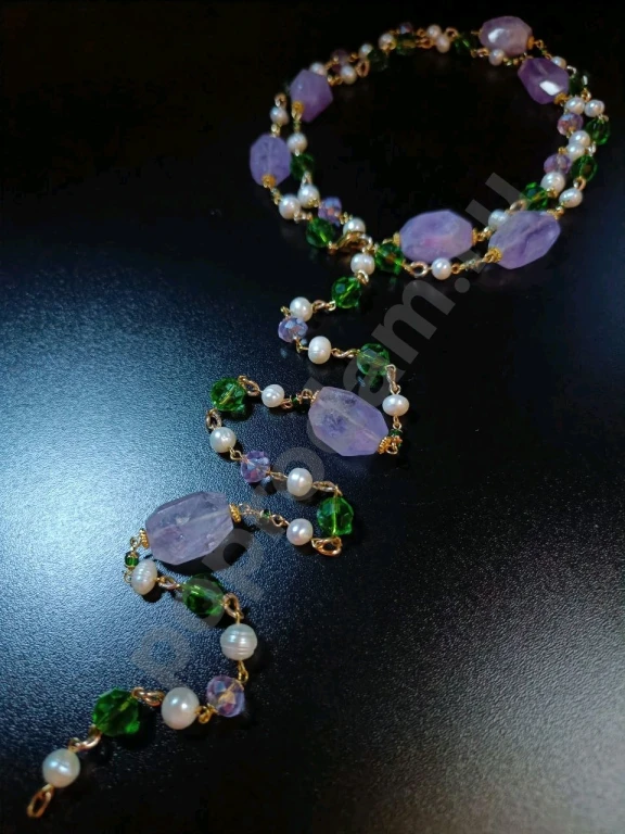 Длинные Бусы Цепочка. 1метр 40см. Italia Independent. Натуральный Жемчуг, Камень.