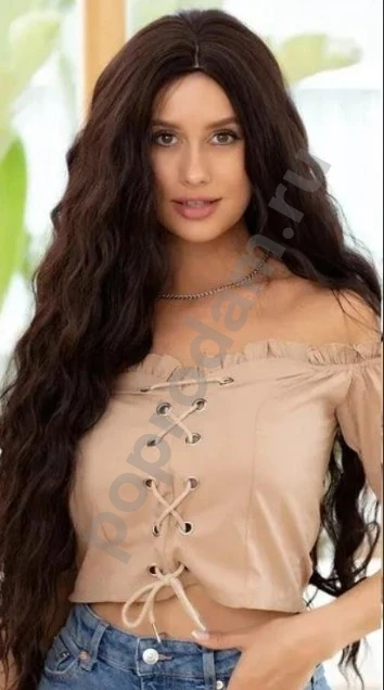 Парик коричневый длинный