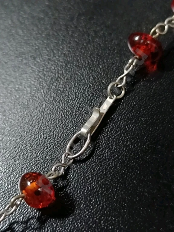 Бусы Цепочка с Подвеской. Натуральный Янтарь. Винтаж СССР.