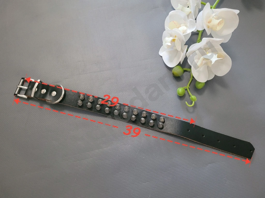 Ошейник для собаки кожаный коричневый с шипами