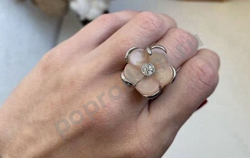 Розовое кольцо в виде цветка 17-17.5 перстень