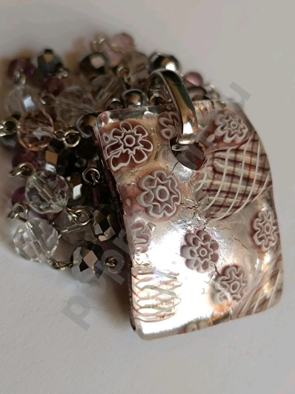 Длинные Бусы Цепочка с Подвеской. Italia Independent. Маркировка. Стекло.