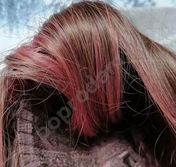 Парик длинный розовый новый