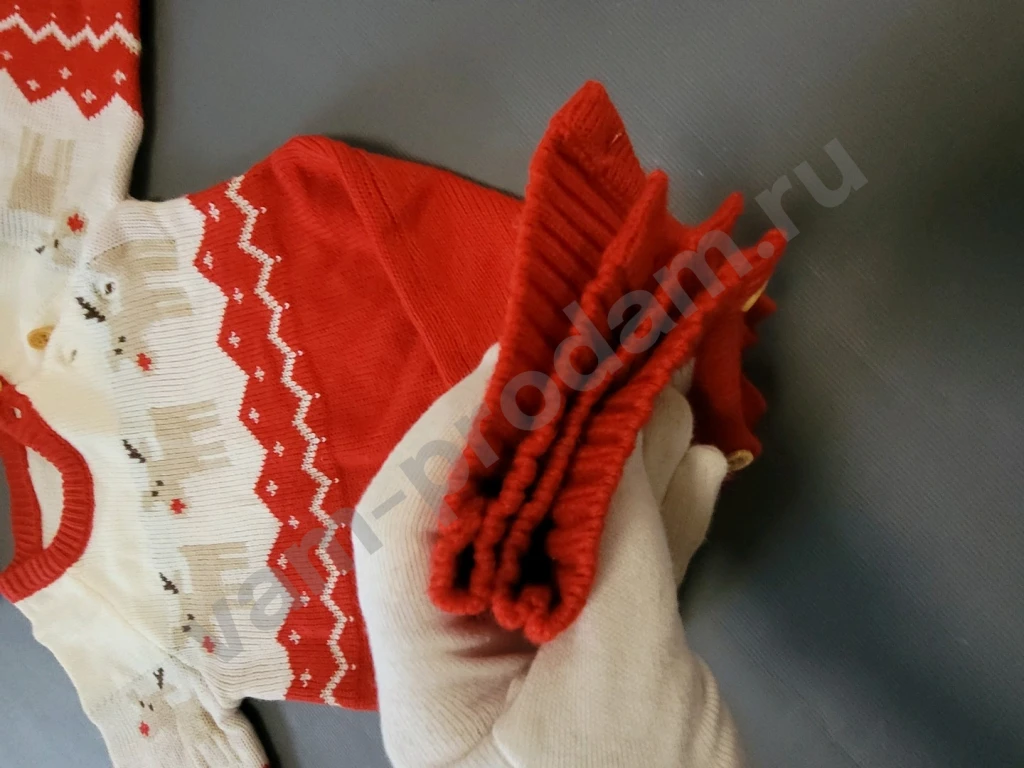 Комбинезон вязаный новогодний Крошка Я 86 красный