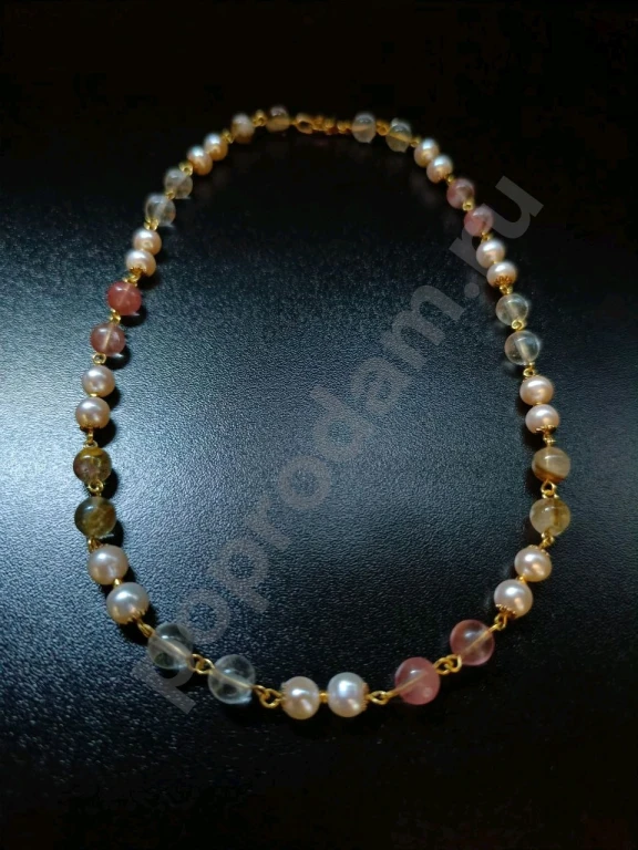 Бусы Цепочка. Italia Independent. Натуральный Розовый Жемчуг.