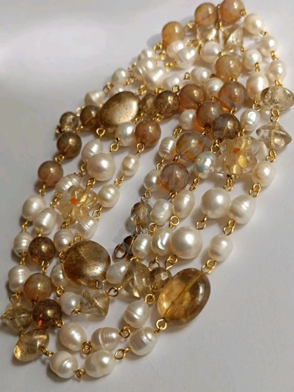 Длинные Крупные Бусы Цепочка 1метр 34см. Натуральный Жемчуг, Стекло.