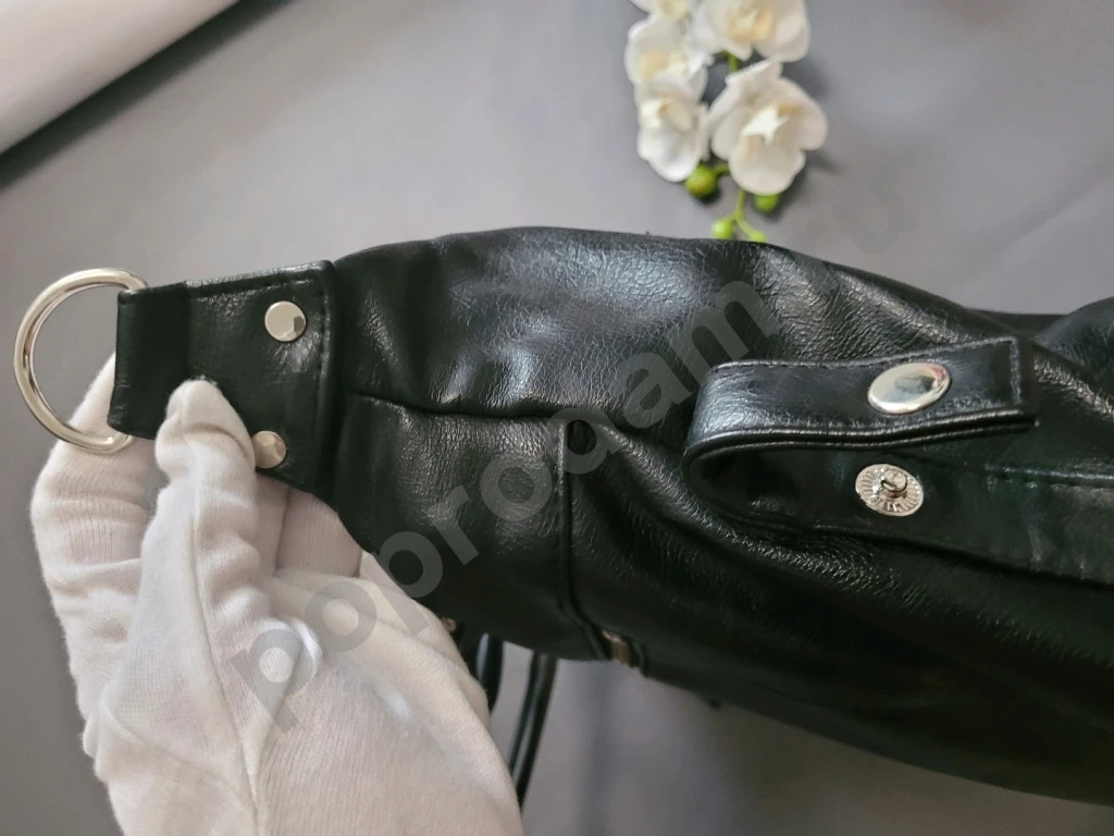 Сумка кросс-боди черная на длинном ремешке экокожа