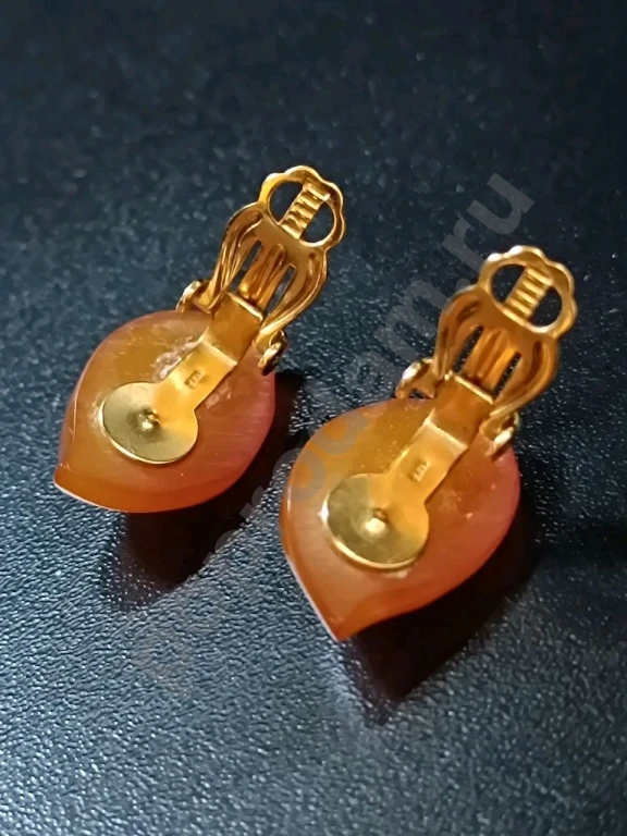 Клипсы. Винтаж. Калининград. Маркировка. Натуральный Янтарь.